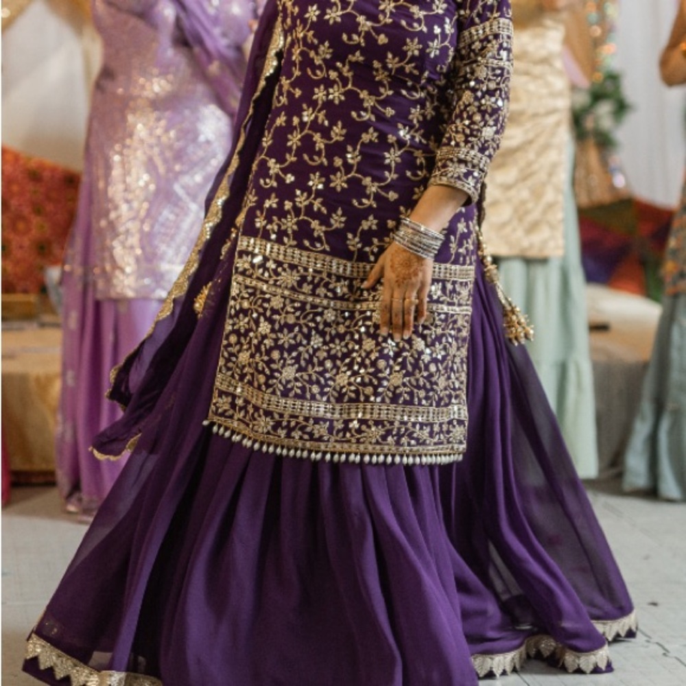 Elegant Purple Embroidered Dress